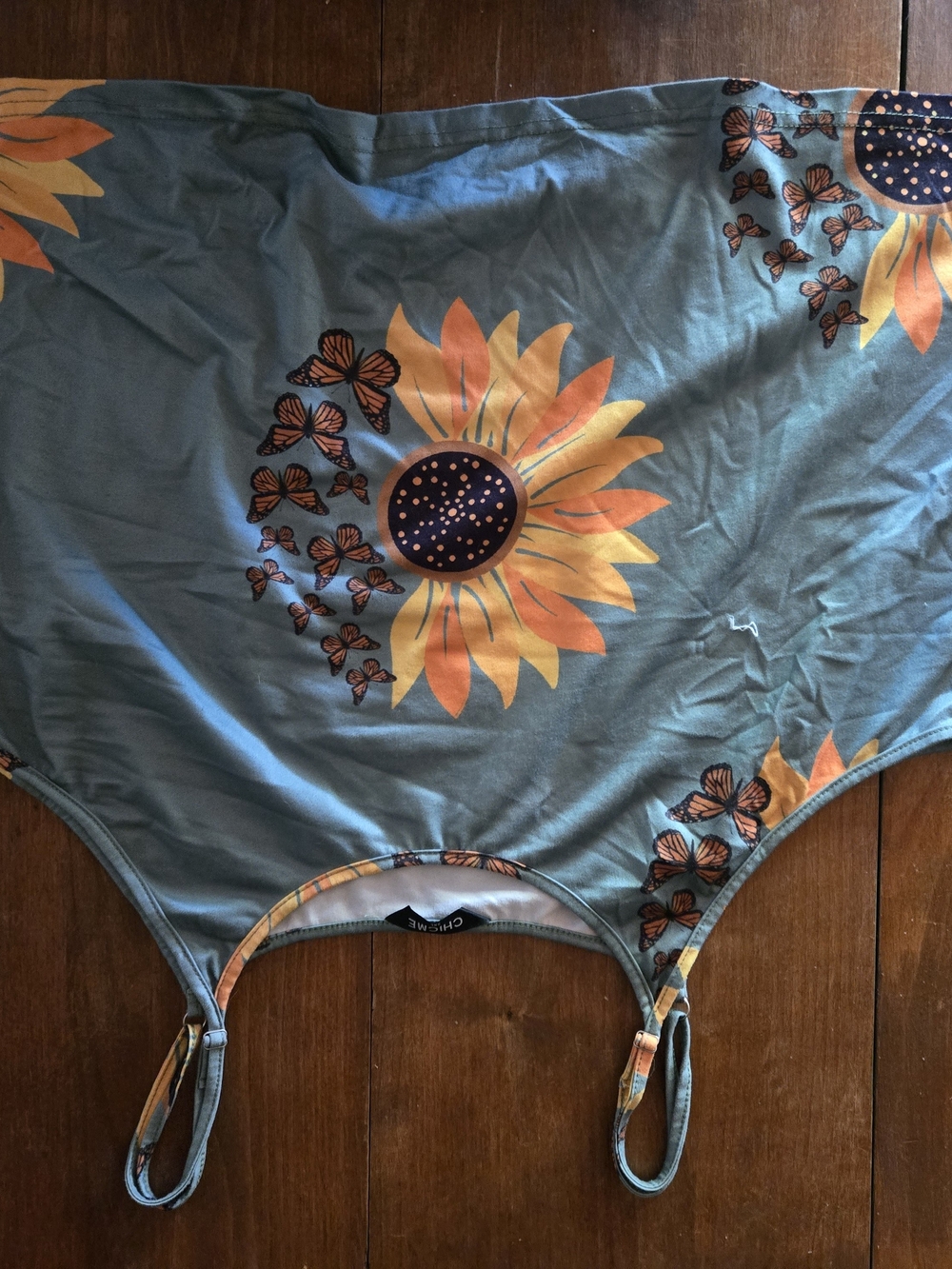 Girls Sunflower Print One-Piece Swimsuit - Blue & Yellow